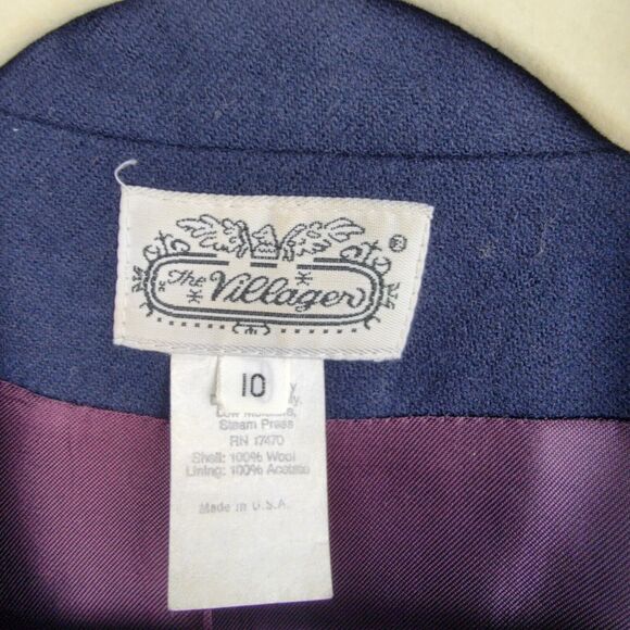The Villager Blazer Womens 10 Blue Wool Double Breasted Gold Buttons Vintage - Picture 3 of 14